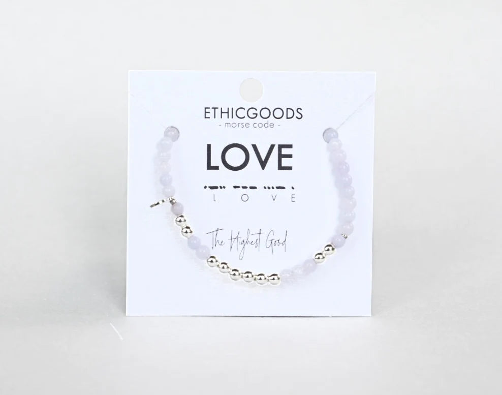 Silver Morse Code Bracelet in LOVE-Ethicgoods-The Bugs Ear