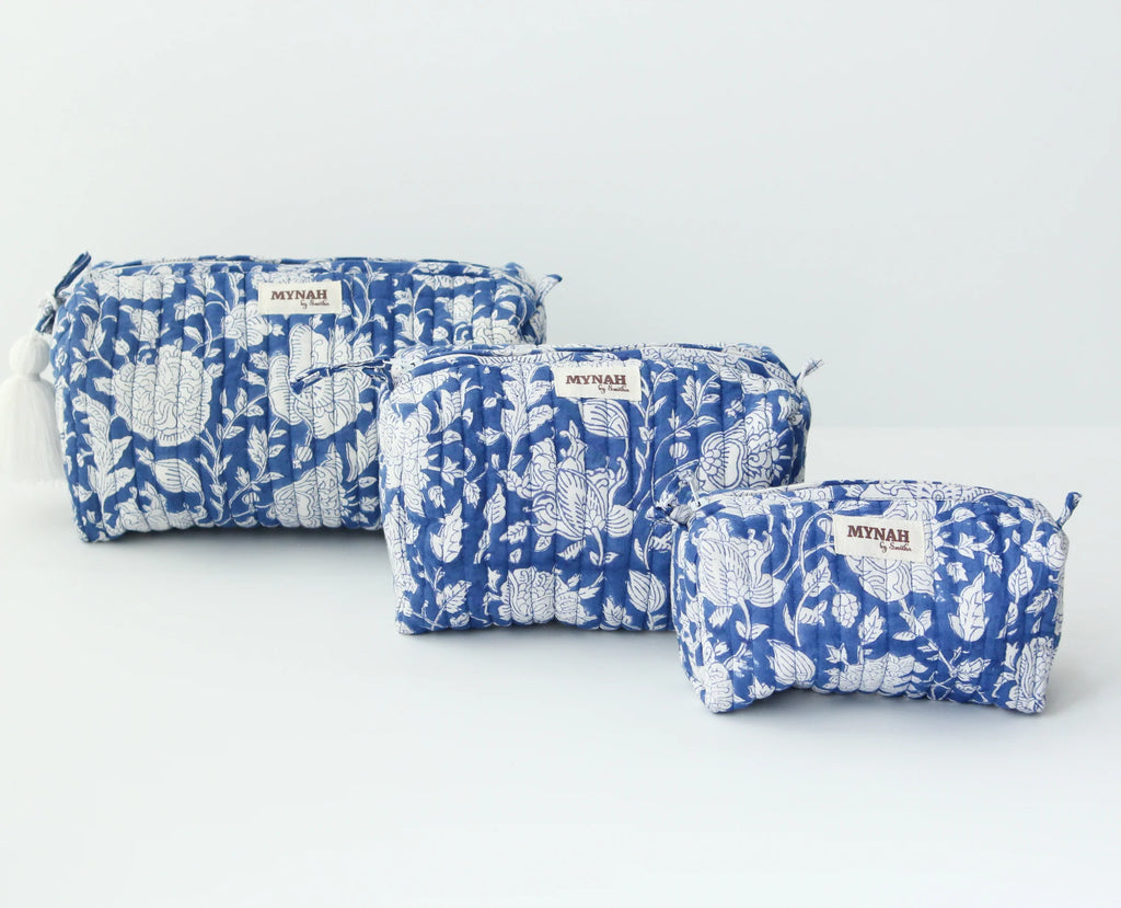 Porcelain Printed Travel Makeup Zipper Pouch Set of 3-MYNAHbySmitha-The Bugs Ear