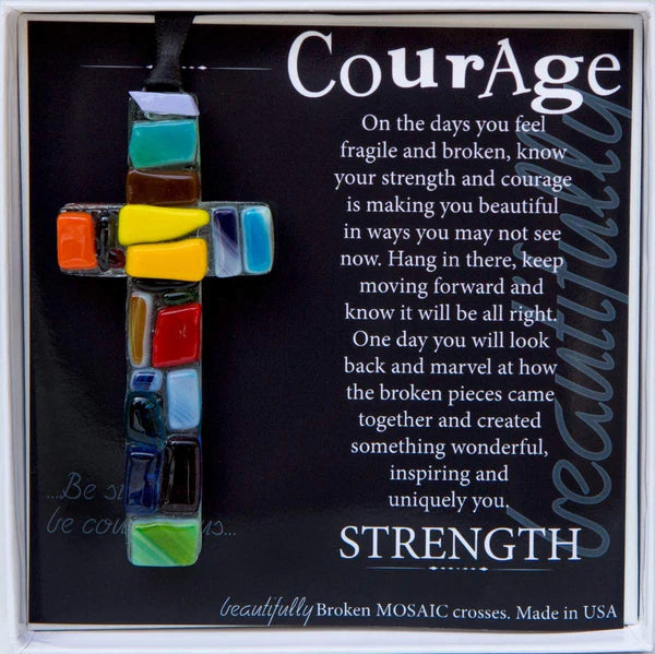 Baby Girl Gift: Handmade Mosaic Glass Cross-THe Grandparent Gift Co.-The Bugs Ear
