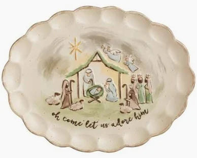 Scalloped Nativity Platter Mud Pie-Mud pie-The Bugs Ear