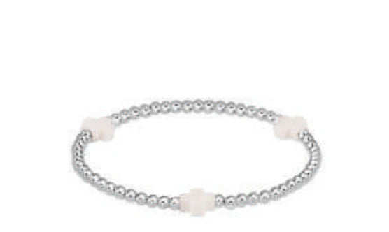 Enewton Signature Cross Silver Pattern 3mm Bead Bracelet Off White-Enewton-The Bugs Ear