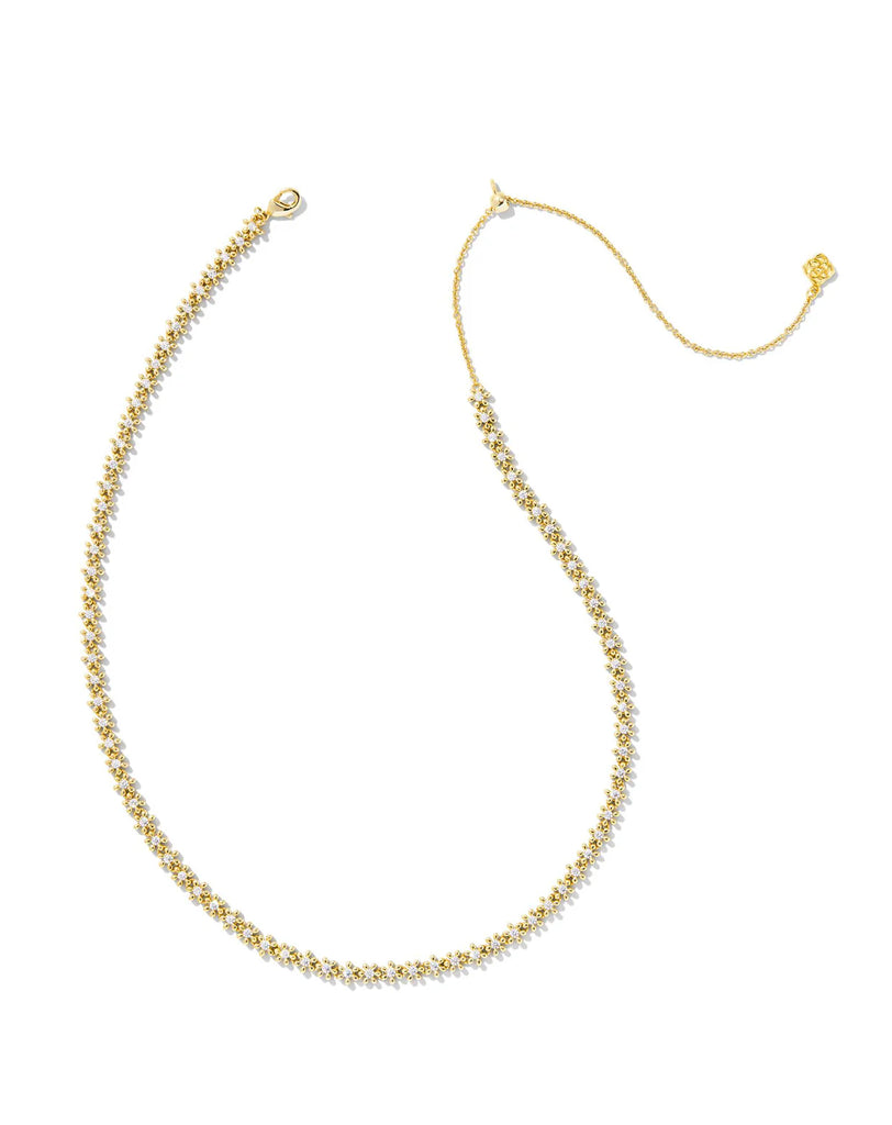 Kendra Scott Nydia Strand Gold Necklace in White Crystal-Kendra Scott-The Bugs Ear