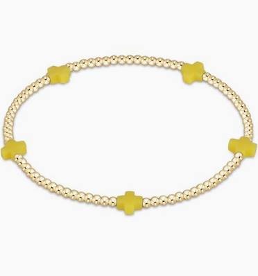 Signature Cross Small Gold Pattern 2mm Bead Bracelet in Canary-Enewton-The Bugs Ear