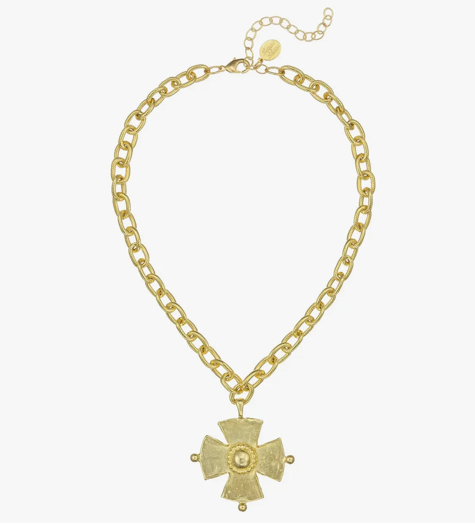 Susan Shaw Gold Cross On Chain Necklace-Susan Shaw-The Bugs Ear
