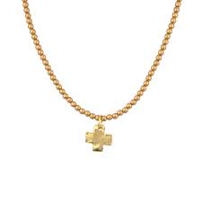 Susan Shaw Gold Plated Cross Pendant Necklace with Beaded Chain-Susan Shaw-The Bugs Ear