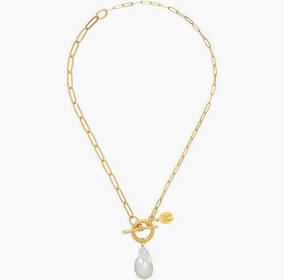 Susan Shaw Katie Pearl Toggle Paperclip Necklace-Susan Shaw-The Bugs Ear