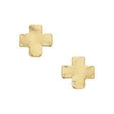 Susan Shaw Mini Gold Square Cross Studs Earrings-Susan Shaw-The Bugs Ear