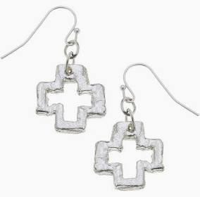 Susan Shaw Small Open Cross Earrings in Silver-Susan Shaw-The Bugs Ear