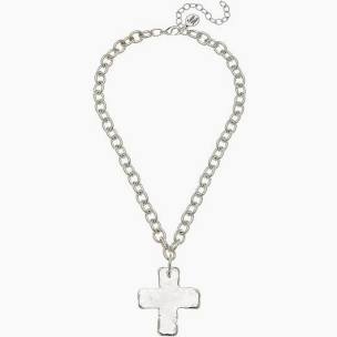 Susan Shaw Solid Cross Necklace in Silver-Susan Shaw-The Bugs Ear