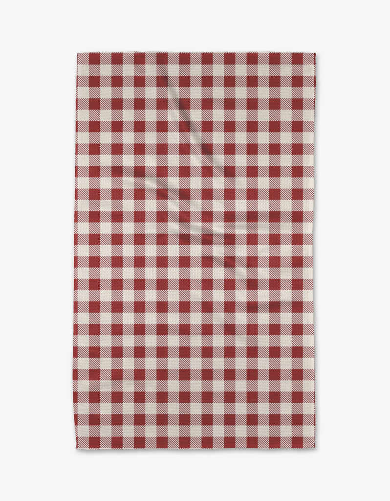 Geometry Christmas Gingham Red Tea Towel-Geometry Towel-The Bugs Ear