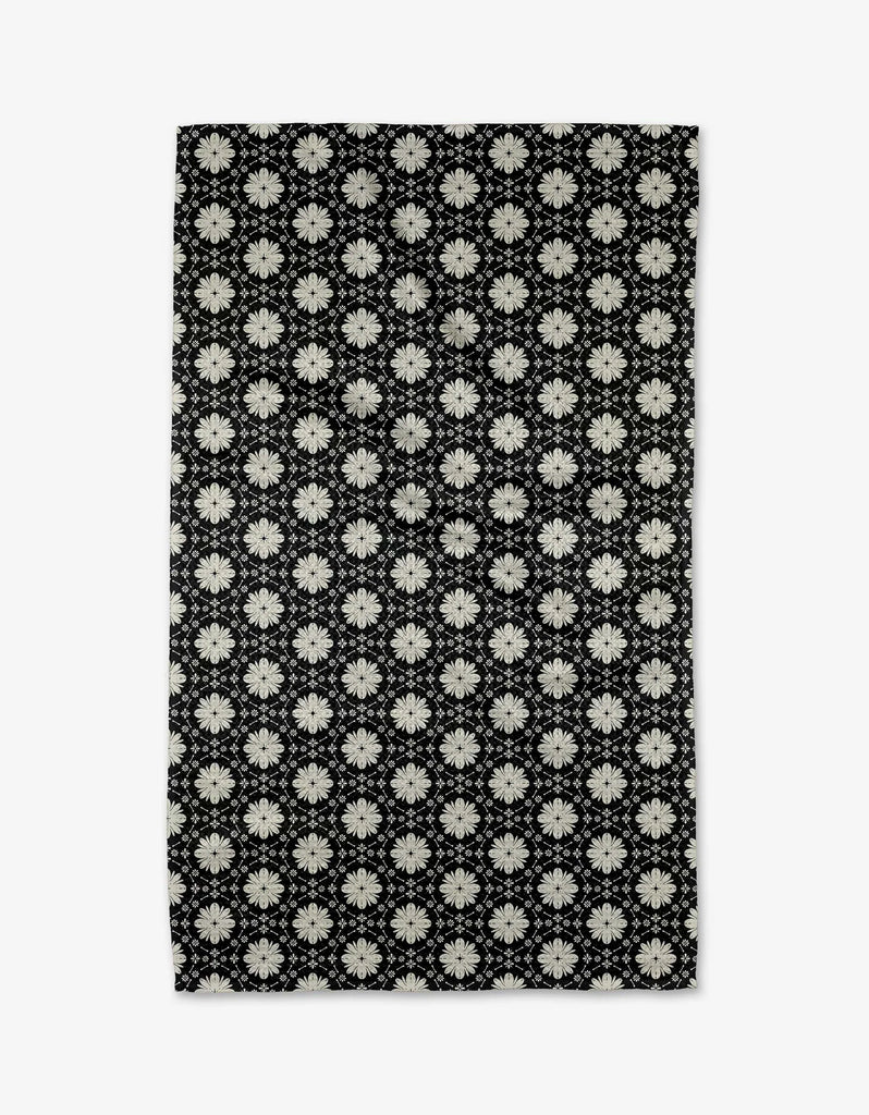 Geometry Monochrome Floral Tea Towel-Geometry Towel-The Bugs Ear