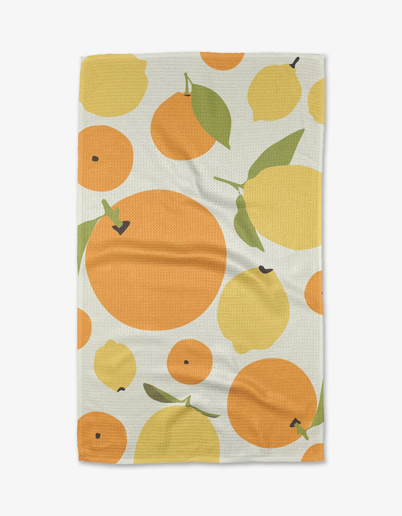 Geometry Sunny Lemons And Oranges Kitchen Tea Towel-Geometry Towel-The Bugs Ear