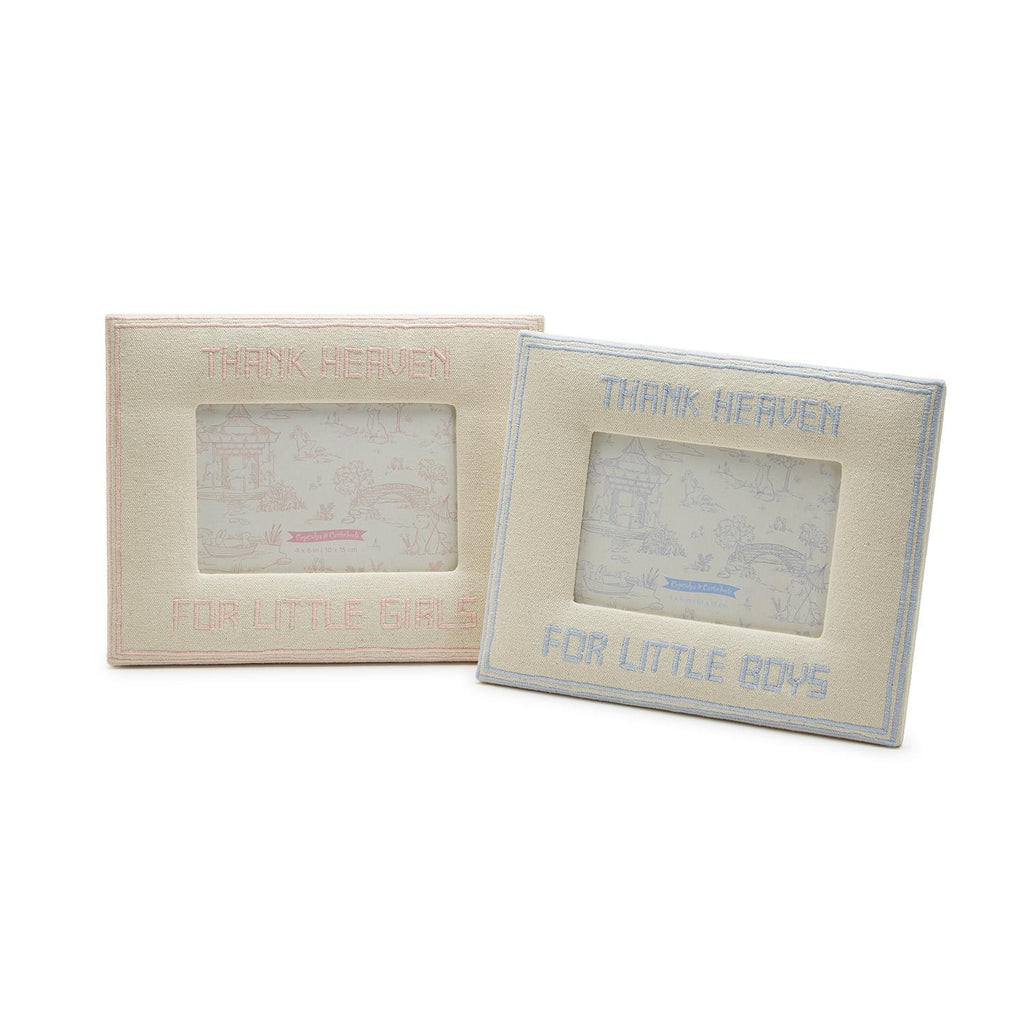 Thank Heaven Embroidered Photo Frame Boy or Girl-Two's Company-The Bugs Ear