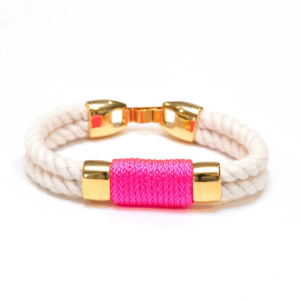 Tremont in Ivory, Neon Pink and Gold Bracelet-Allison Cole Jewelry-The Bugs Ear