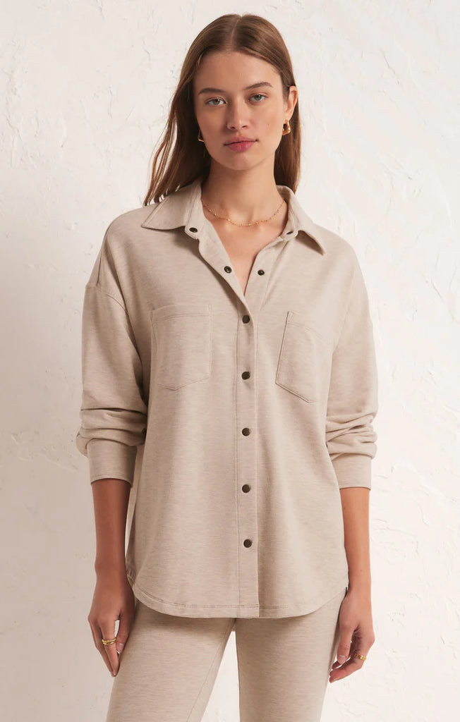 Z Supply WFH Modal Shirt Jacket in Oatmeal-Z Supply-The Bugs Ear
