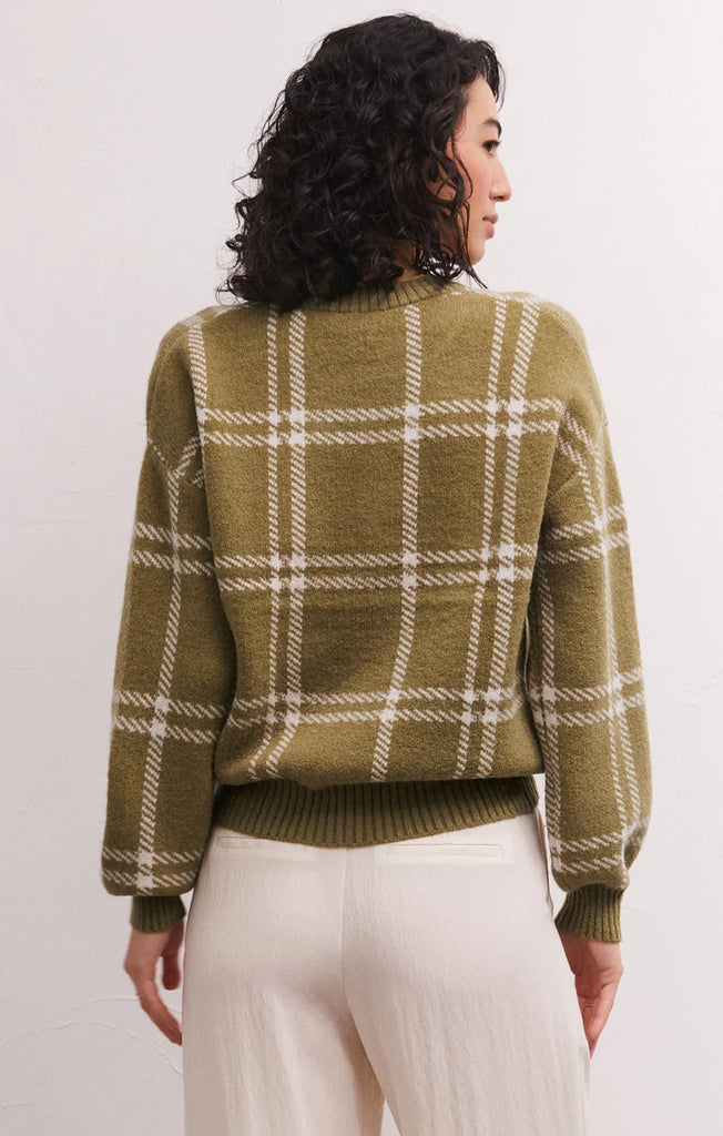 Jolene Plaid Sweater in Ivy-Z Supply-The Bugs Ear