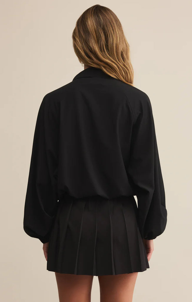 Z Supply It's a Breeze Half Zip Jacket in Black-Z Supply-The Bugs Ear