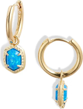 Kendra Scott Daphne Huggie Hoop Earrings in Bright Blue Opal-Kendra Scott-The Bugs Ear