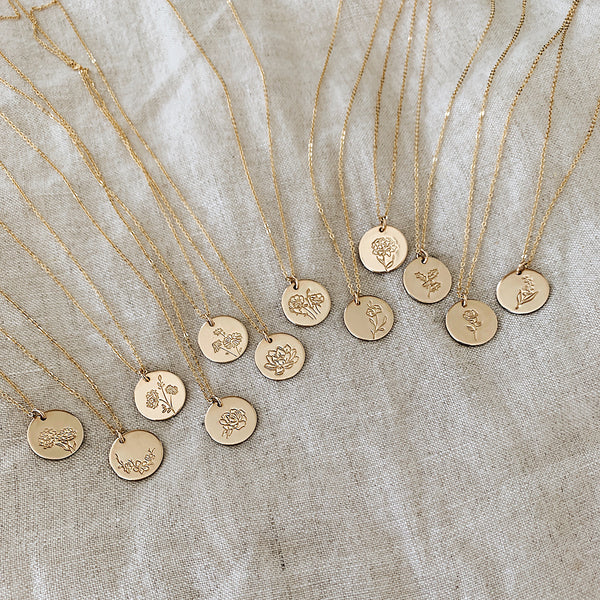 Birth Flower Necklaces in GOLD-Made By Mary-The Bugs Ear