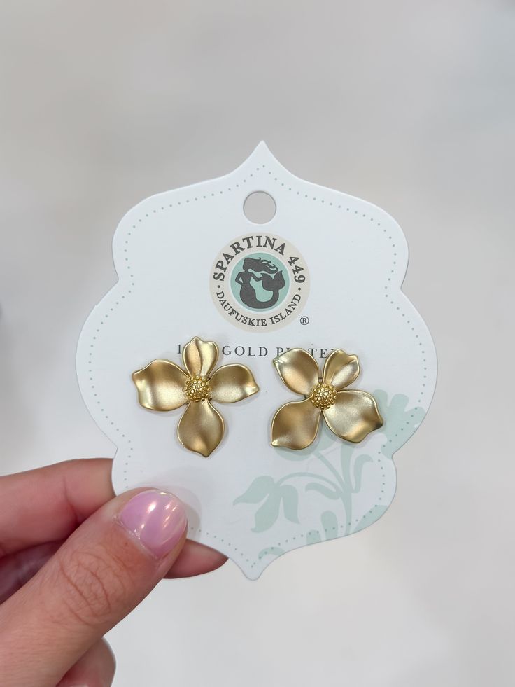 Spartina Wallflower Stud Earrings Gold-Spartina-The Bugs Ear