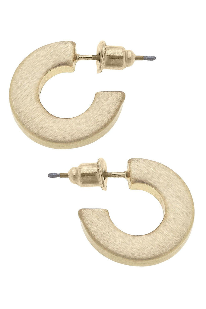 Cali Large Flat Hoop Earrings in Satin Gold-Canvas Jewelry-The Bugs Ear