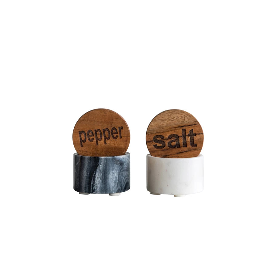 Salt and Pepper Container with Wood Lid-Creative Co-op-The Bugs Ear