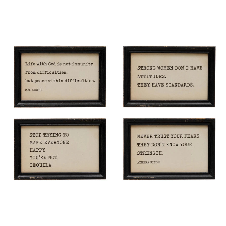 Creative Co-op Wood Framed Wall Decor with Saying, 4 Styles-Creative Co-op-The Bugs Ear