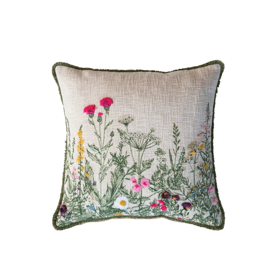 Square Cotton Slub Printed Pillow-Creative Co-op-The Bugs Ear