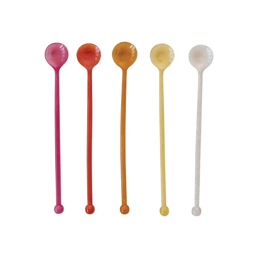 Resin Cocktail Spoon, 5 Marbled Colors-Creative Co-op-The Bugs Ear