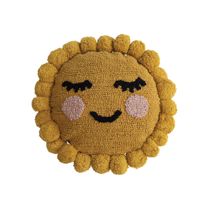 Round Cotton Tufted Sun Shaped Pillow-Creative Co-op-The Bugs Ear