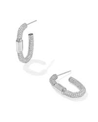 Kendra Scott Emery Silver Hoop Earrings in White Crystal-Kendra Scott-The Bugs Ear