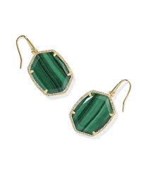 Kendra Scott Daphne Gold Pave Frame Drop Earrings in Green Malachite-Kendra Scott-The Bugs Ear