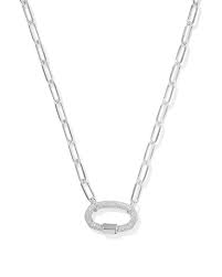 Kendra Scott Emery Silver Link and Chain Necklace in White Crystal-Kendra Scott-The Bugs Ear