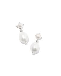 Kendra Scott Eve Silver Drop Earrings in White Pearl-Kendra Scott-The Bugs Ear