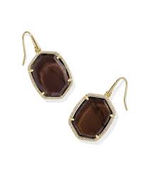 Kendra Scott Daphne Gold Pave Frame Drop Earrings in Smoky Quartz-Kendra Scott-The Bugs Ear