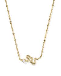 Kendra Scott Lyle Gold Snake Short Pendant Necklace in White Pearl-Kendra Scott-The Bugs Ear