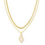 Kendra Scott Abbie Gold Pave Frame Multi Strand Necklace in Ivory Mother of Pearl-Kendra Scott-The Bugs Ear