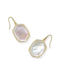 Kendra Scott Daphne Gold Pave Frame Drop Earrings in Iridescent Ivory-Kendra Scott-The Bugs Ear