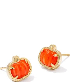 Kendra Scott Pumpkin Gold Stud Earrings in Orange Mother-of-Pearl-Kendra Scott-The Bugs Ear