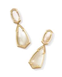 Kendra Scott Camry Gold Enamel Frame Statement Earrings in Natural Mother-of-Pearl-Kendra Scott-The Bugs Ear