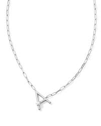 Kendra Scott Pearl Silver Letter Short Pendant Necklace in White Pearl-Kendra Scott-The Bugs Ear