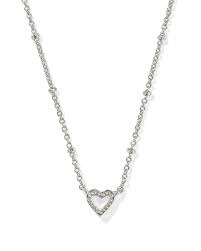 Kendra Scott Mini Ari Heart Silver Satellite Short Pendant Necklace in Ivory Mother-of-Pearl-Kendra Scott-The Bugs Ear