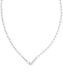 Kendra Scott Pearl Silver Letter Short Pendant Necklace in White Pearl-Kendra Scott-The Bugs Ear