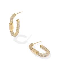 Kendra Scott Emery Gold Hoop Earrings in White Crystal-Kendra Scott-The Bugs Ear