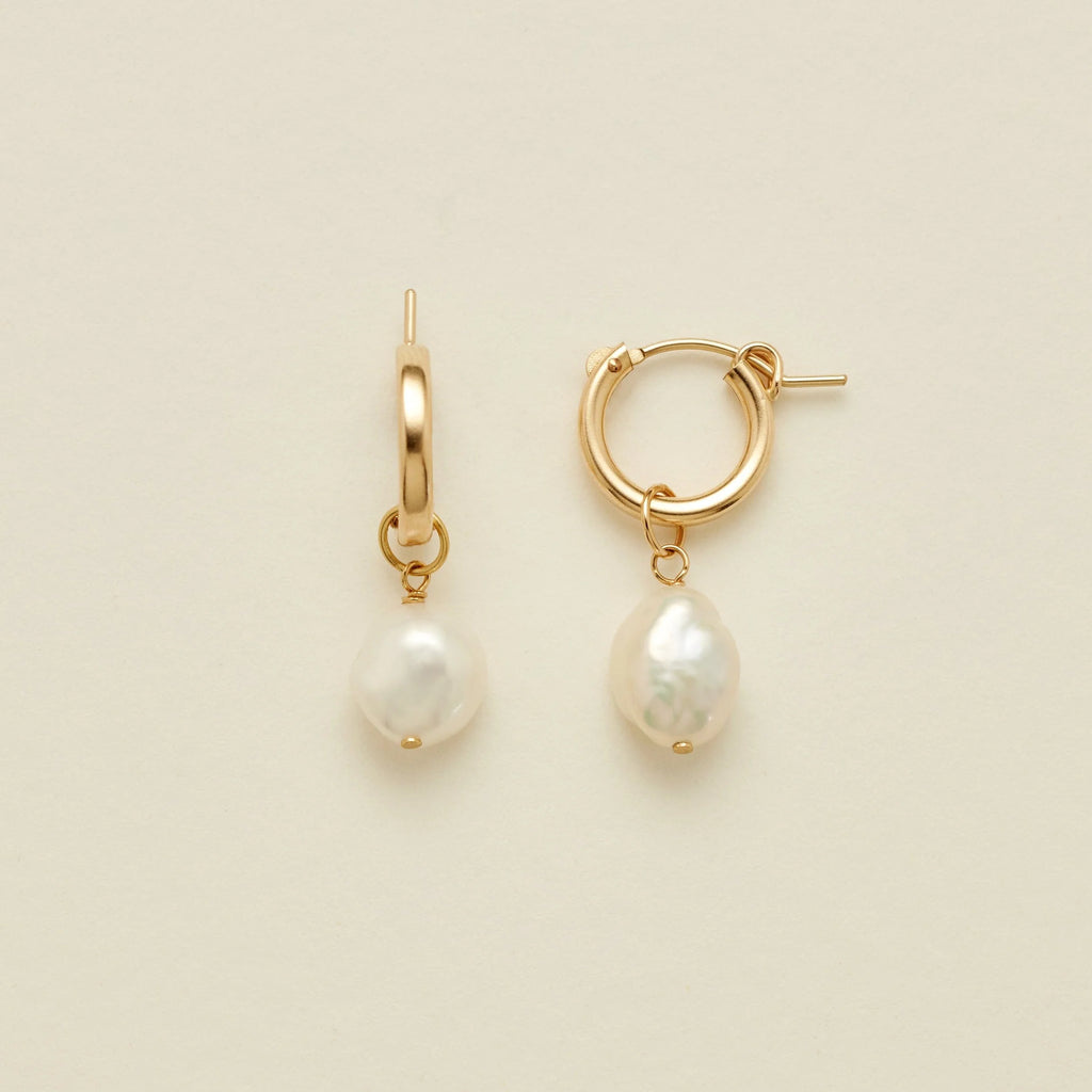 Drop Pearl Hoop Earrings-Made By Mary-The Bugs Ear