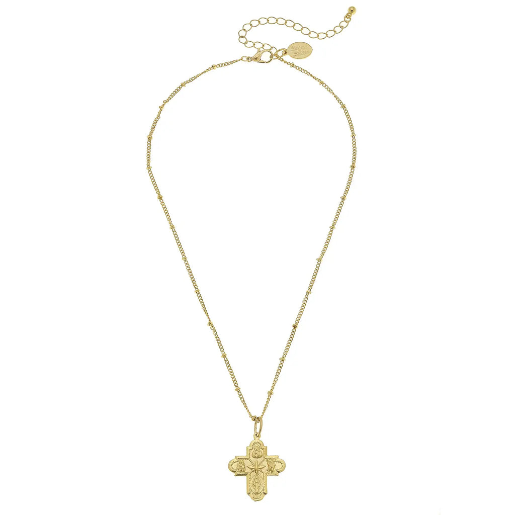 Susan Shaw Handcast Gold Cross on Gold Chain Necklace-Susan Shaw-The Bugs Ear