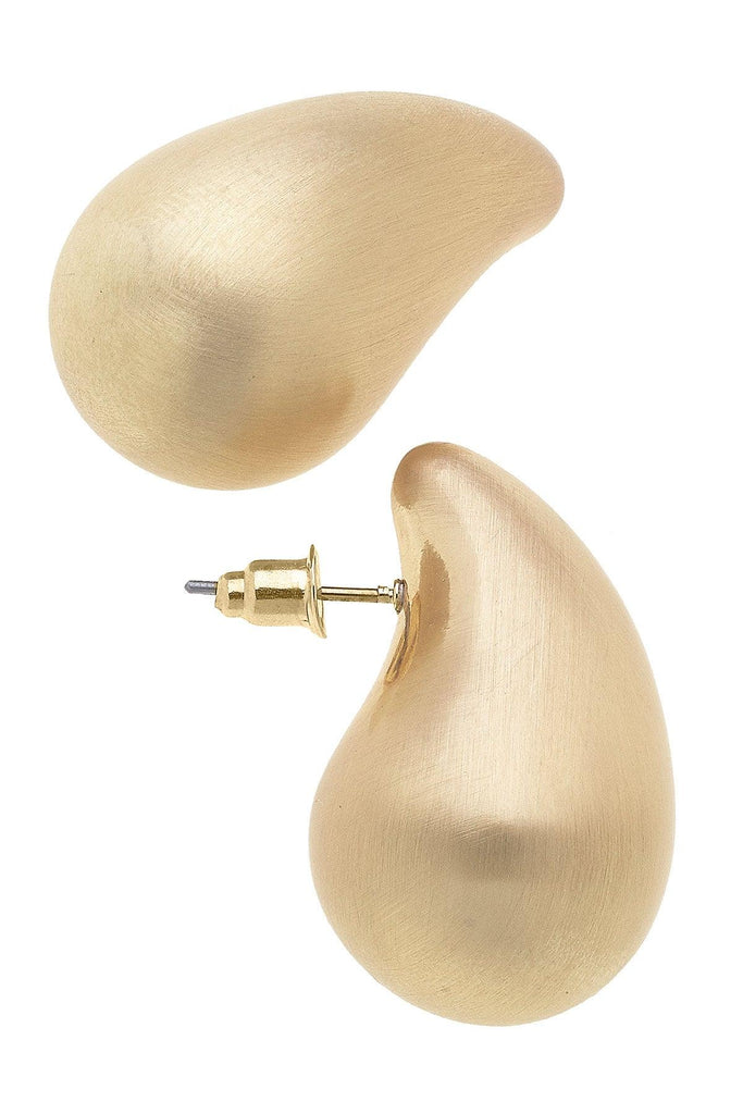 Icon Puffed Teardrop Stud Earrings in Satin Gold-Canvas Jewelry-The Bugs Ear