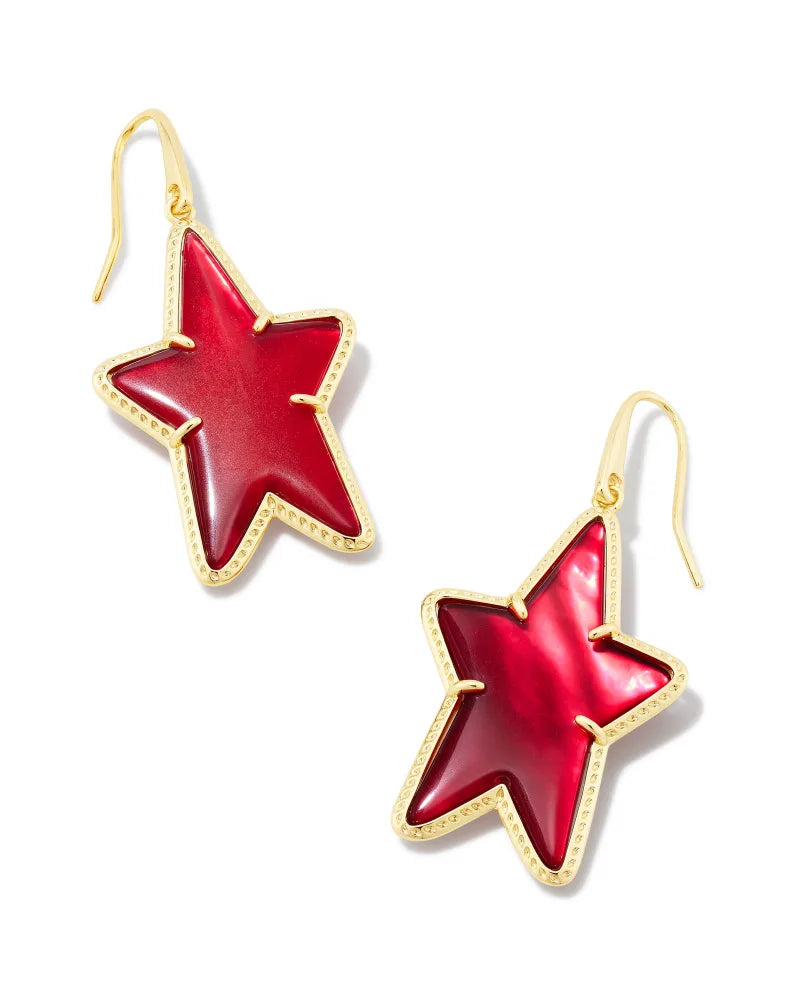 Kendra Scott Ada Gold Star Drop Earrings in Cranberry Illusion-Kendra Scott-The Bugs Ear