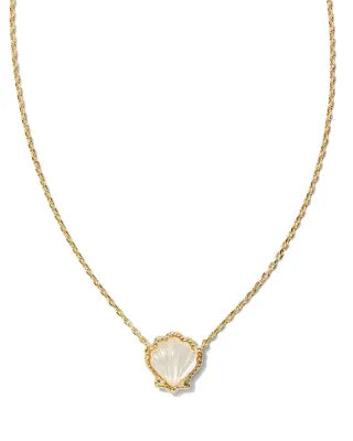 Kendra Scott Brynne Gold Shell Short Pendant Necklace in Ivory Mother-of-Pearl-Kendra Scott-The Bugs Ear