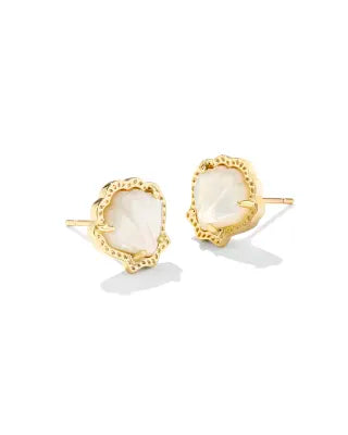 Kendra Scott Brynne Gold Shell Stud Earrings in Ivory Mother-of-Pearl-Kendra Scott-The Bugs Ear